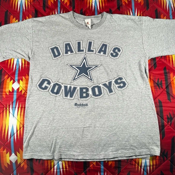Vintage 90s Riddell Dallas Cowboys T Shirt Adult Large Gray NFL Football Mens - Picture 1 of 8